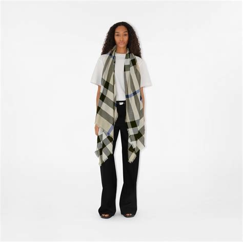 burberry bandana in check|Check Wool Scarf in Lichen .